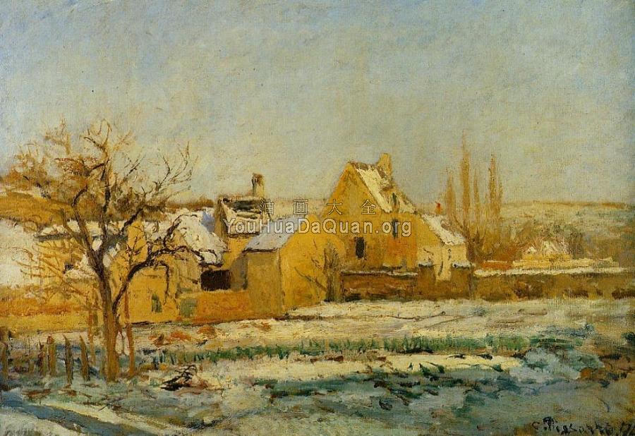 The Effect of Snow at l'Hermitage - 卡米耶·毕沙罗